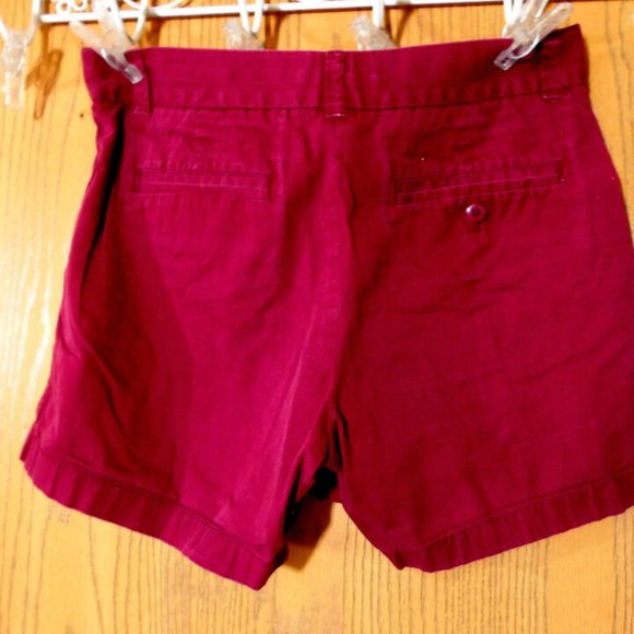 J.CREW Chino Shorts sz 4 Burgundy Red Cotton slash pocket Lightweight Summer - Picture 2 of 5